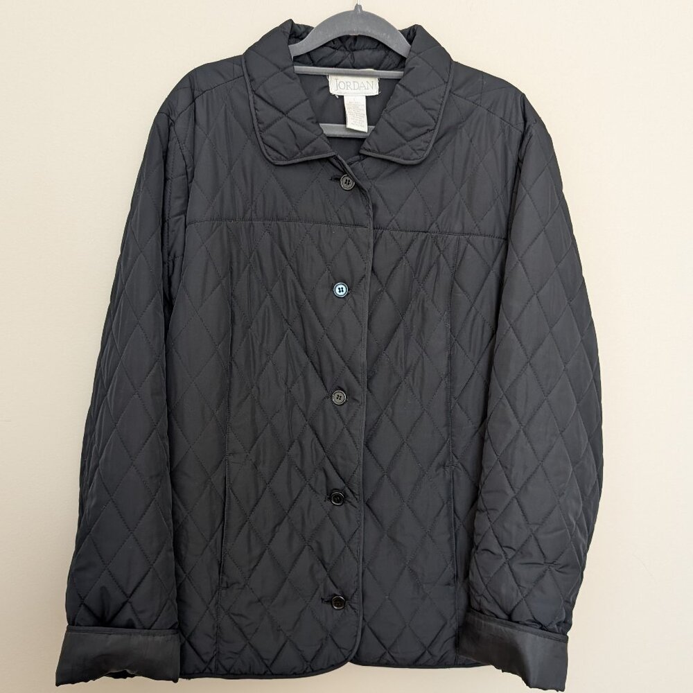 VINTAGE 1990s Jordan black quilted puffer jacket shacket Large EUC